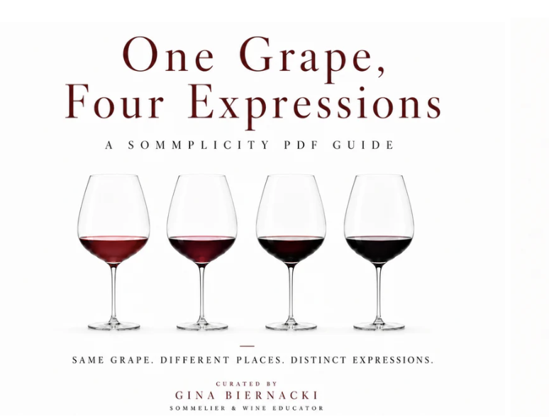Cover of One Grape, Four Expressions, a Sommplicity PDF guide